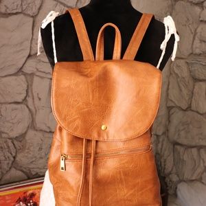 ASOS caramel leather backpack